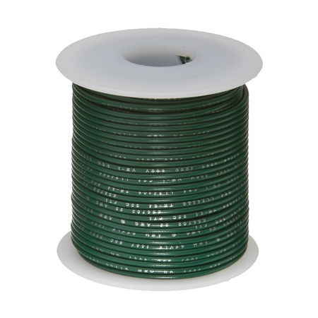 REMINGTON INDUSTRIES 10 AWG Gauge Primary Wire, Stranded Hook Up Wire, 25 ft Length, Green, 0.1019" Diameter, 60 Volts 10STRGREGPT25